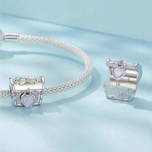 S925 Sterling Silver Openable Bow Box Charm